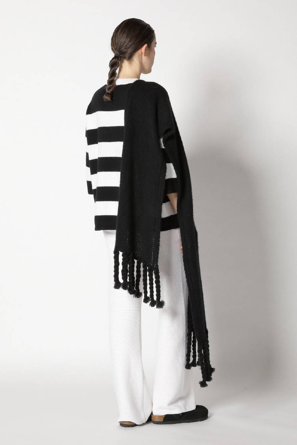 Sminfinity Blurry Stripe Jumper + Blurry Chunky Scarf + Garter Palazzo Pants