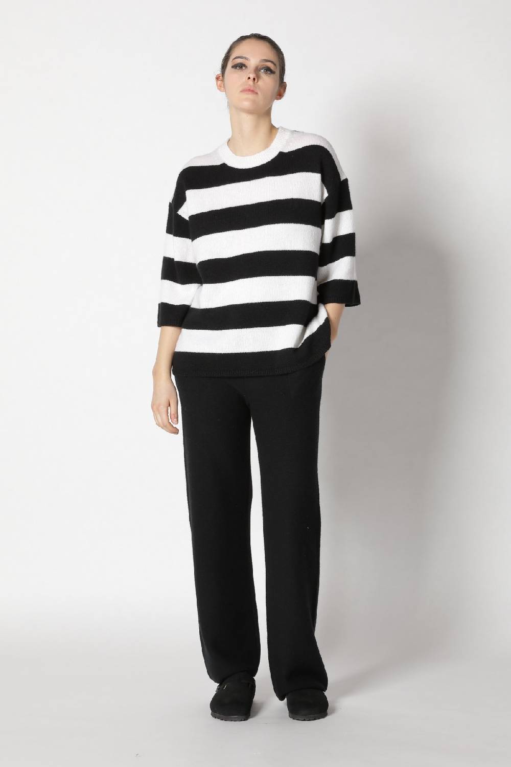 Sminfinity blurry stripe jumper + garter palazzo pants