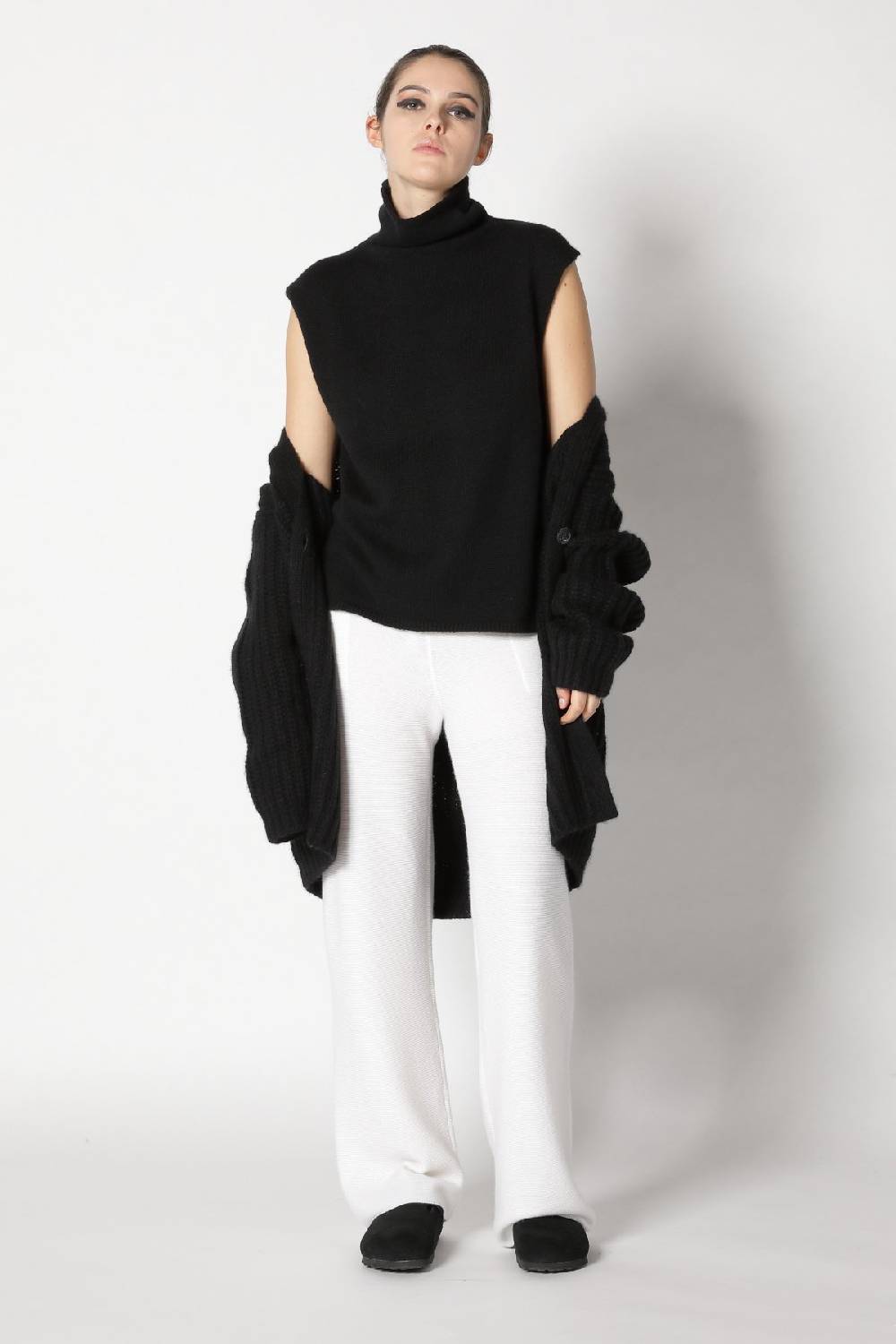 Sminfinity blurry turtle top + blurry chunky cardy + garter palazzo pants