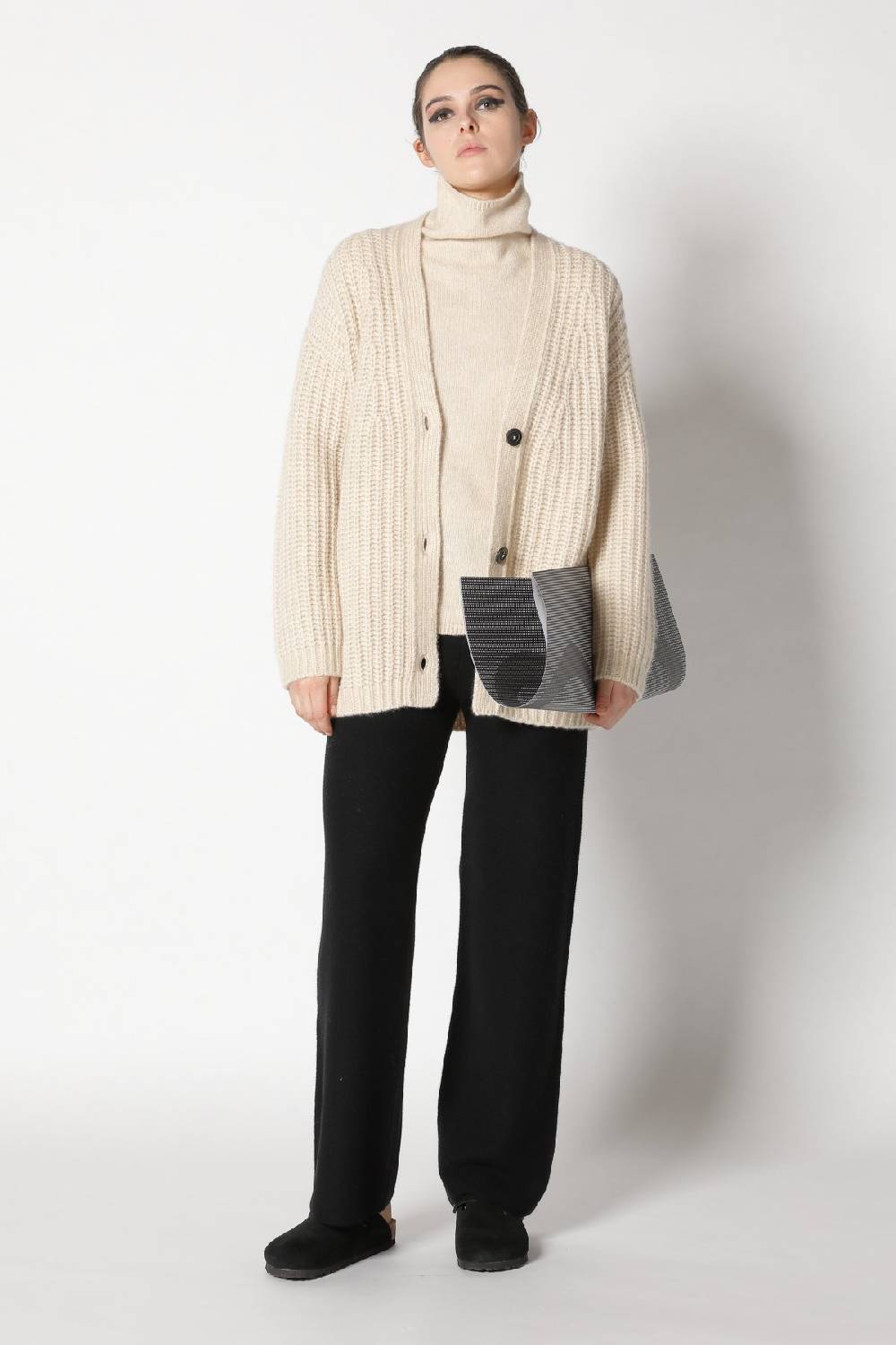 Sminfinity blurry turtle top + blurry chunky cardy + garter palazzo pants