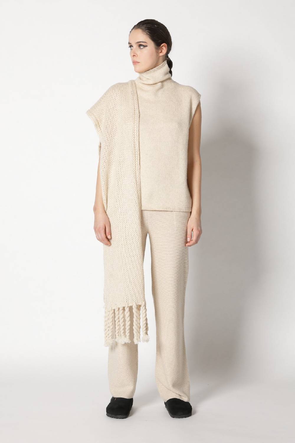 Sminfinity Blurry Turtle Top + Blurry Chunky Scarf + Garter Palazzo Pants