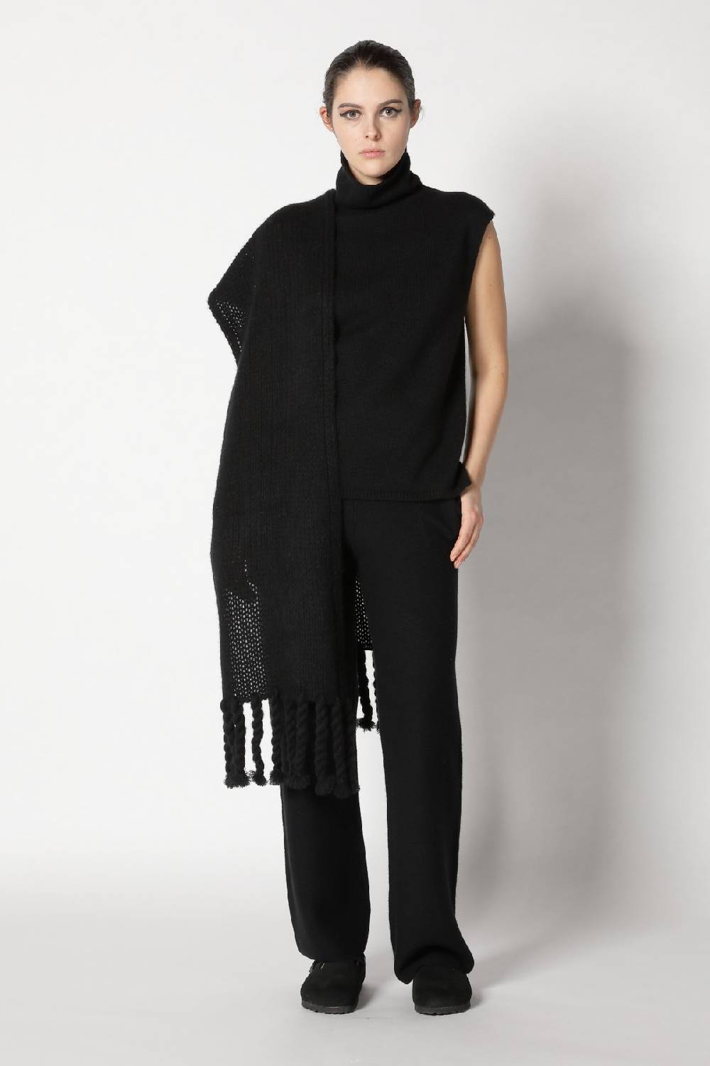 Sminfinity Blurry Turtle Top + Blurry Chunky Scarf + Garter Palazzo Pants