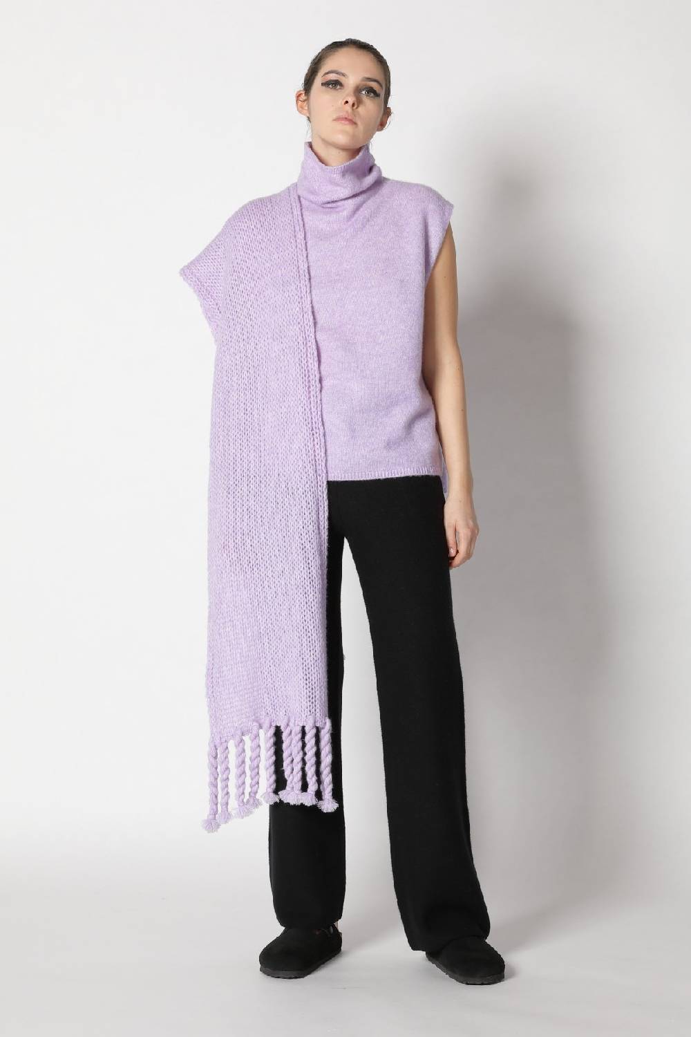 Sminfinity Blurry Turtle Top + Blurry Chunky Scarf + Garter Palazzo Pants