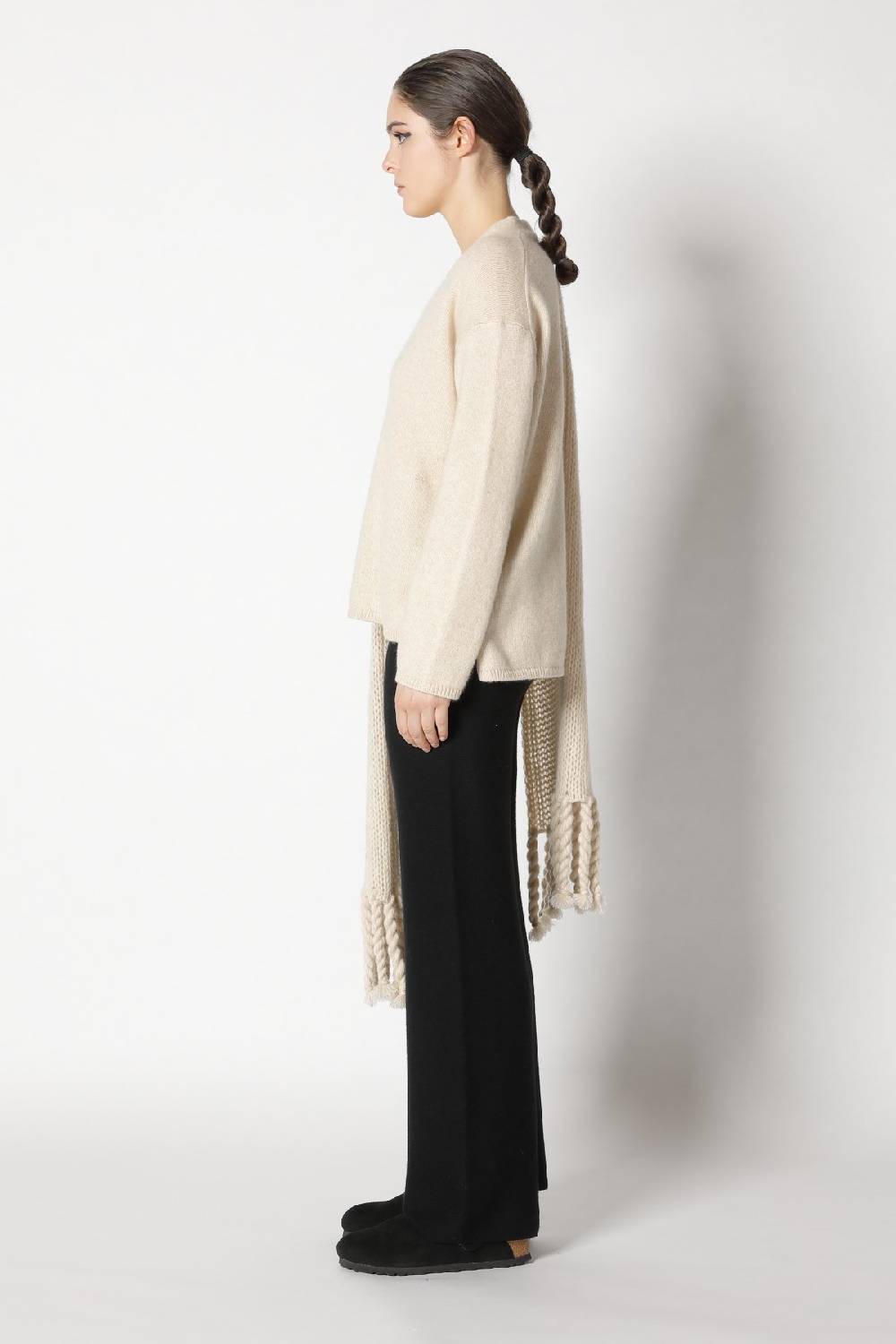 Sminfinity Blurry V Jumper + Blurry Chunky Scarf + Garter Palazzo Pants
