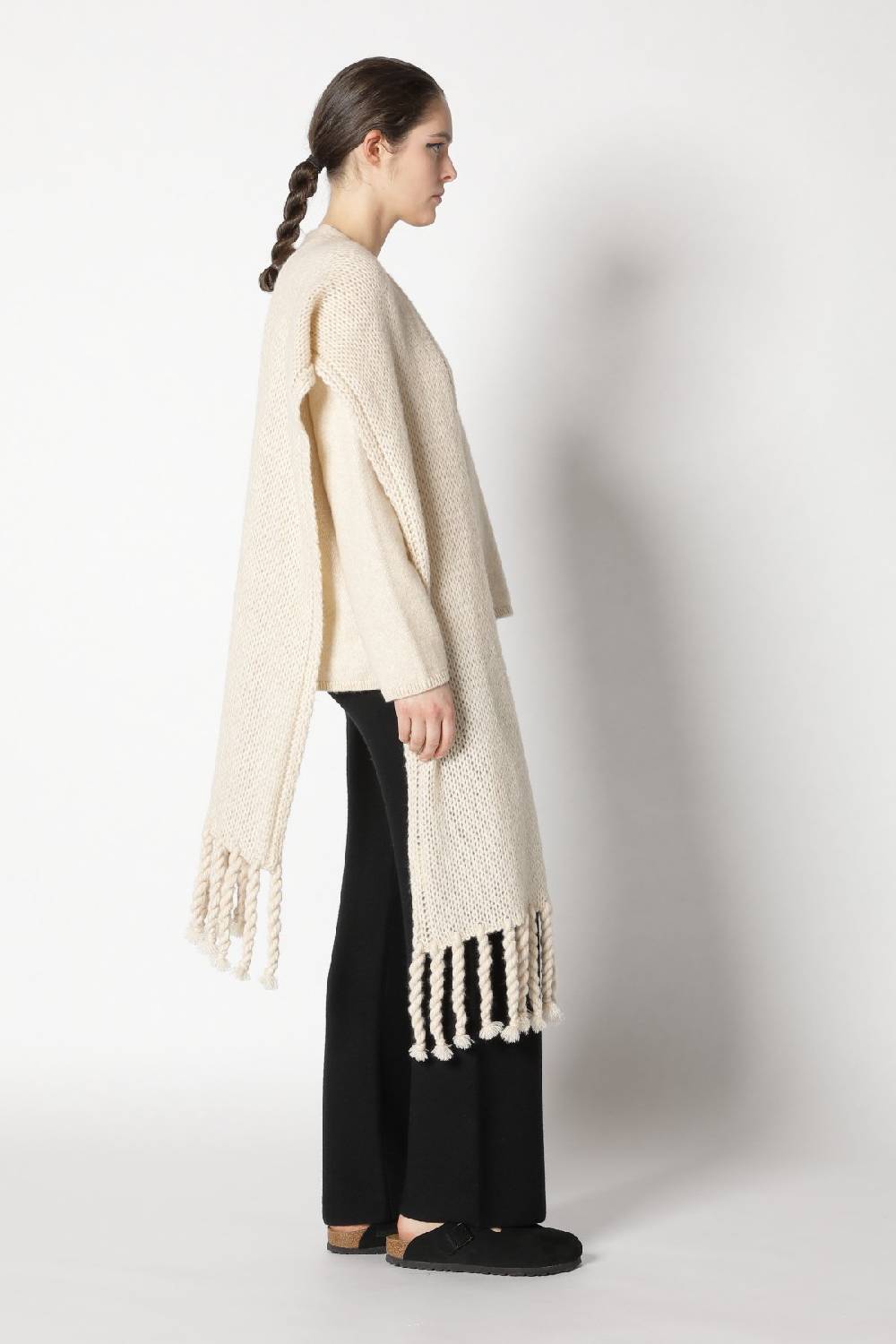 Sminfinity Blurry V Jumper + Blurry Chunky Scarf + Garter Palazzo Pants