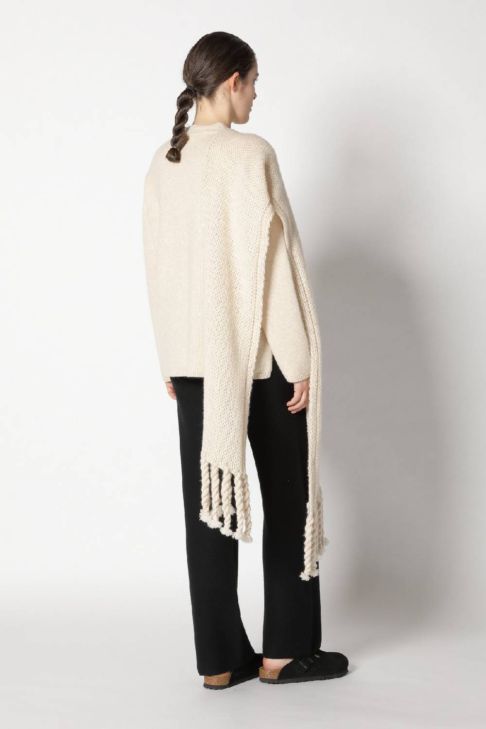 Sminfinity Blurry V Jumper + Blurry Chunky Scarf + Garter Palazzo Pants