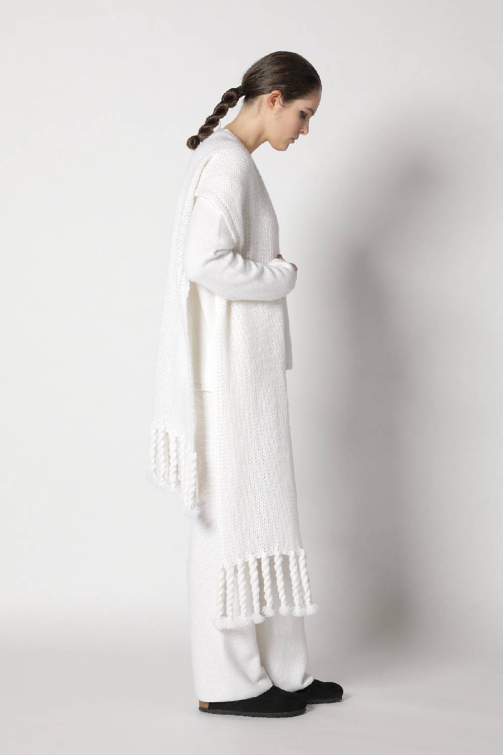 Sminfinity Blurry V Jumper + Blurry Chunky Scarf + Garter Palazzo Pants