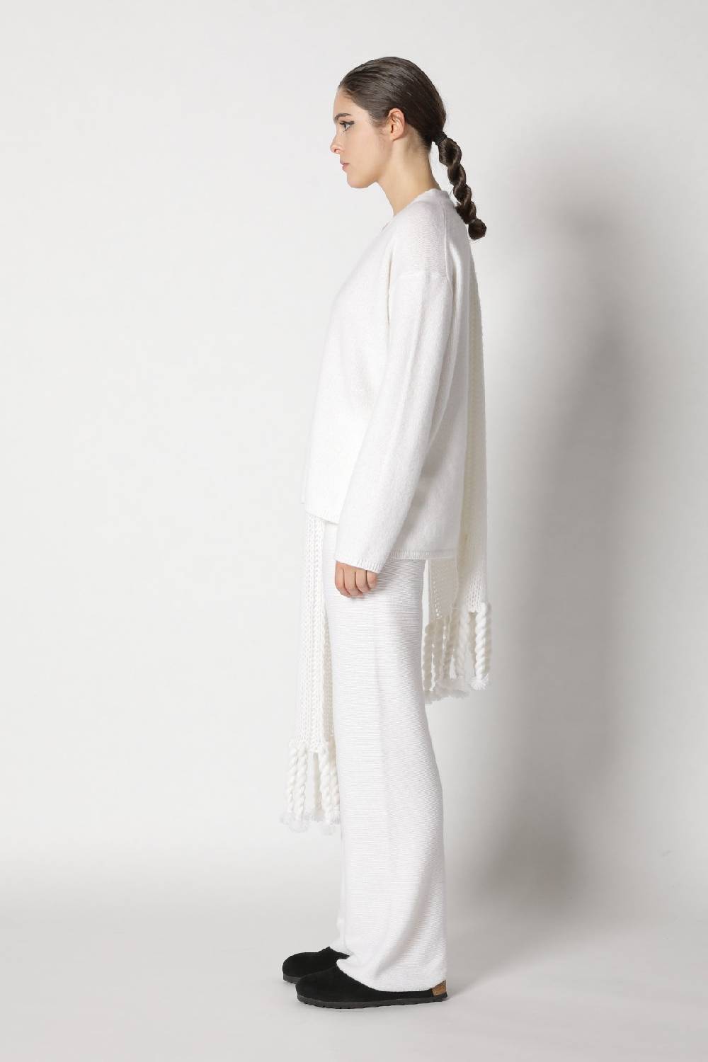 Sminfinity Blurry V Jumper + Blurry Chunky Scarf + Garter Palazzo Pants