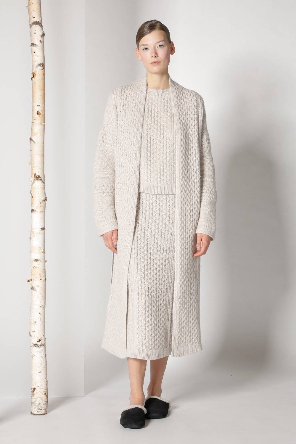 Sminfinity chilly cable maxi coat + chilly cable top + chilly cable maxi skirt