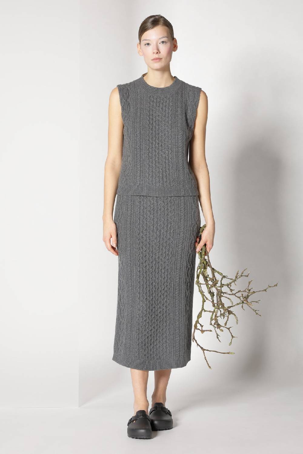 Sminfinity Doubleface Caban Jacket + Chilly Cable Top + Chilly Cable Maxi Skirt