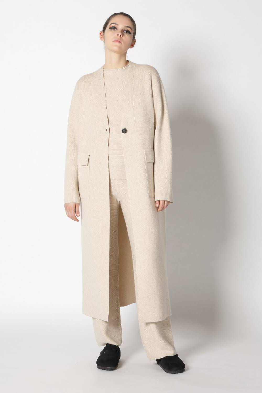 Sminfinity Doubleface Maxi Coat + Garter T Jumper + Garter Palazzo Pants