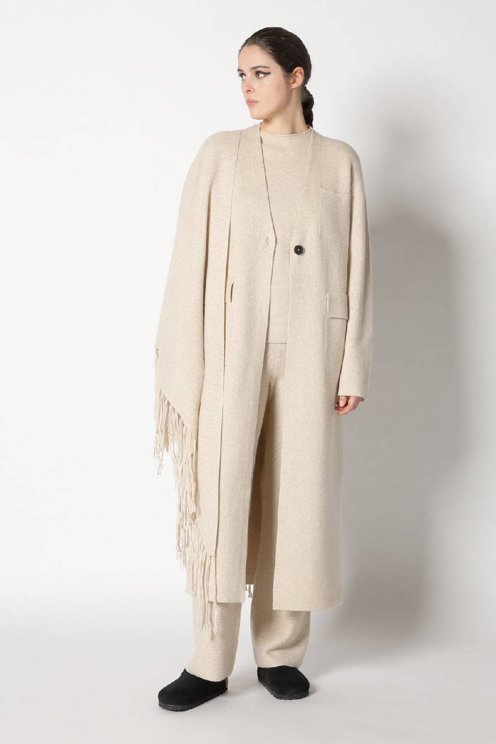 Sminfinity doubleface maxi coat + garter T jumper + garter triangle + garter palazzo pants