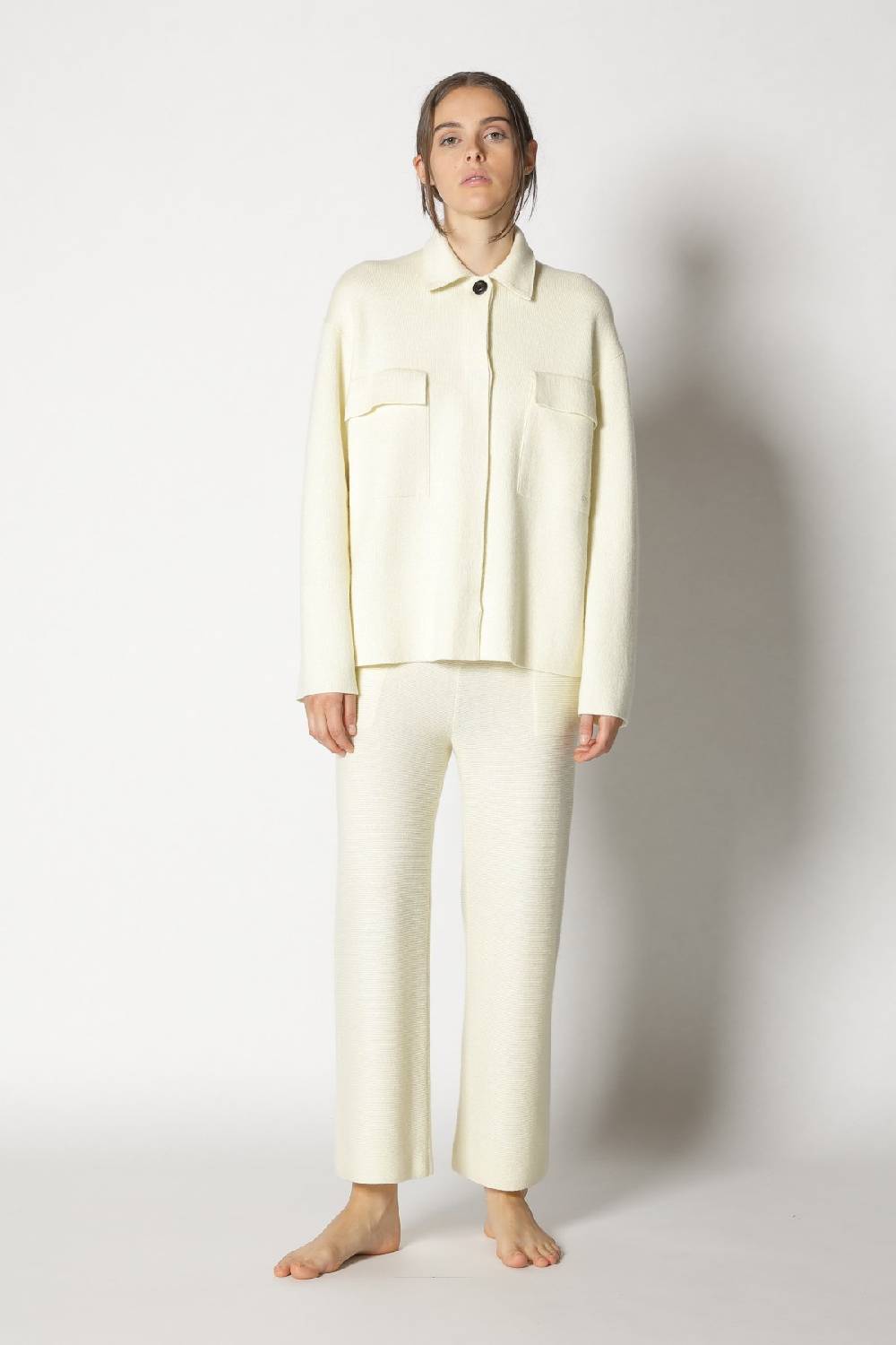 Sminfinity doubleface shirtjacket + garter cropped pants