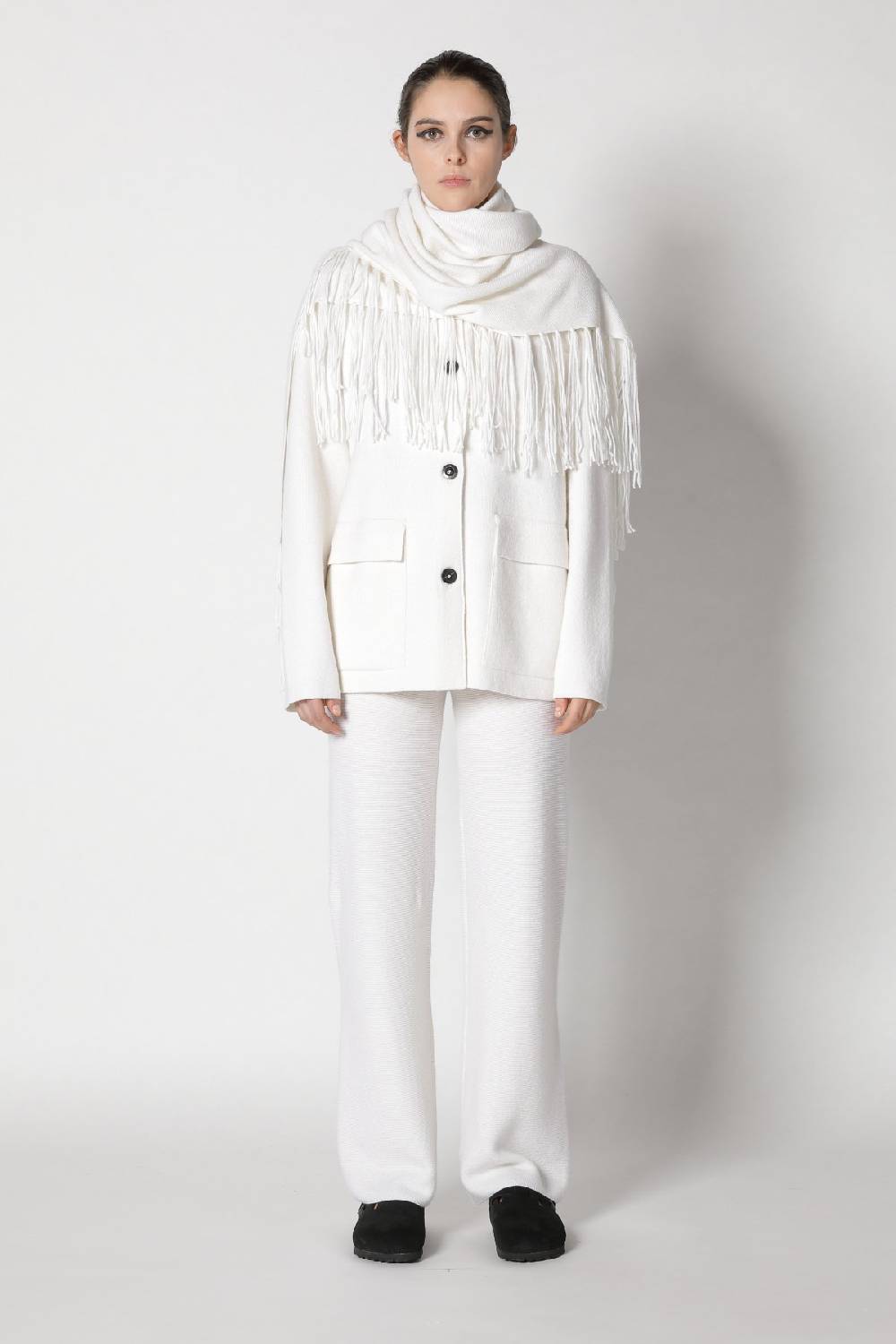 Sminfinity doubleface shirtjacket + garter triangle + garter palazzo pants