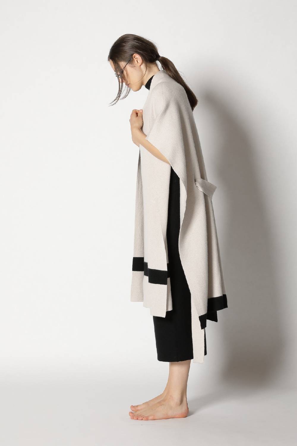 Sminfinity Doubleface Striped Capecoat + Garter Maxi Dress