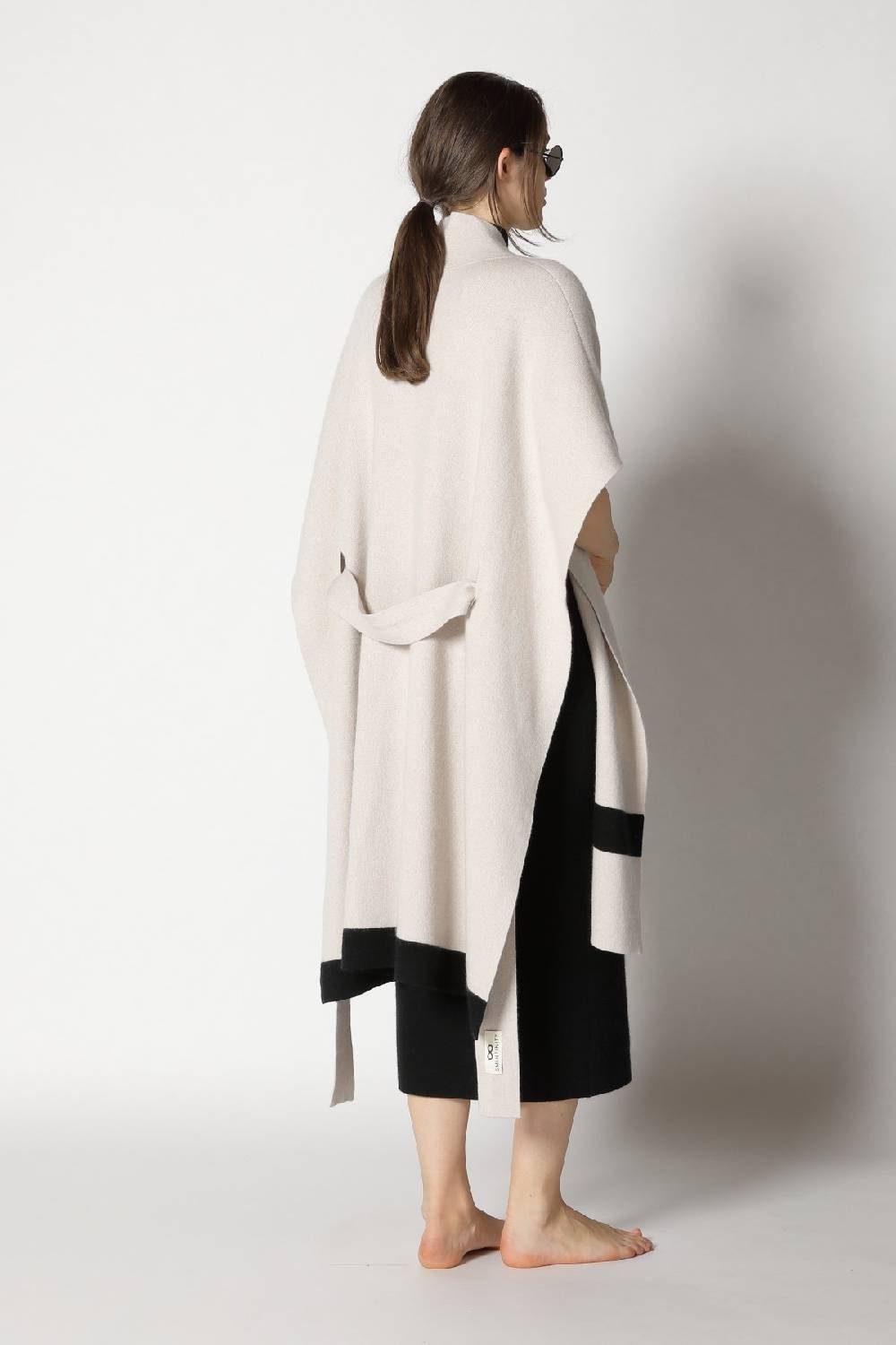 Sminfinity Doubleface Striped Capecoat + Garter Maxi Dress