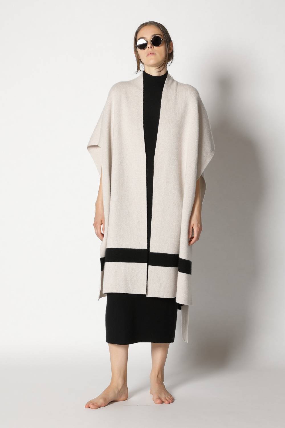 Sminfinity doubleface striped capecoat + garter maxi dress