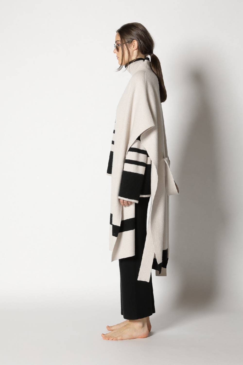 Sminfinity Doubleface Striped Capecoat + Slouchy Striped Turtle + Gater Cropped Pants