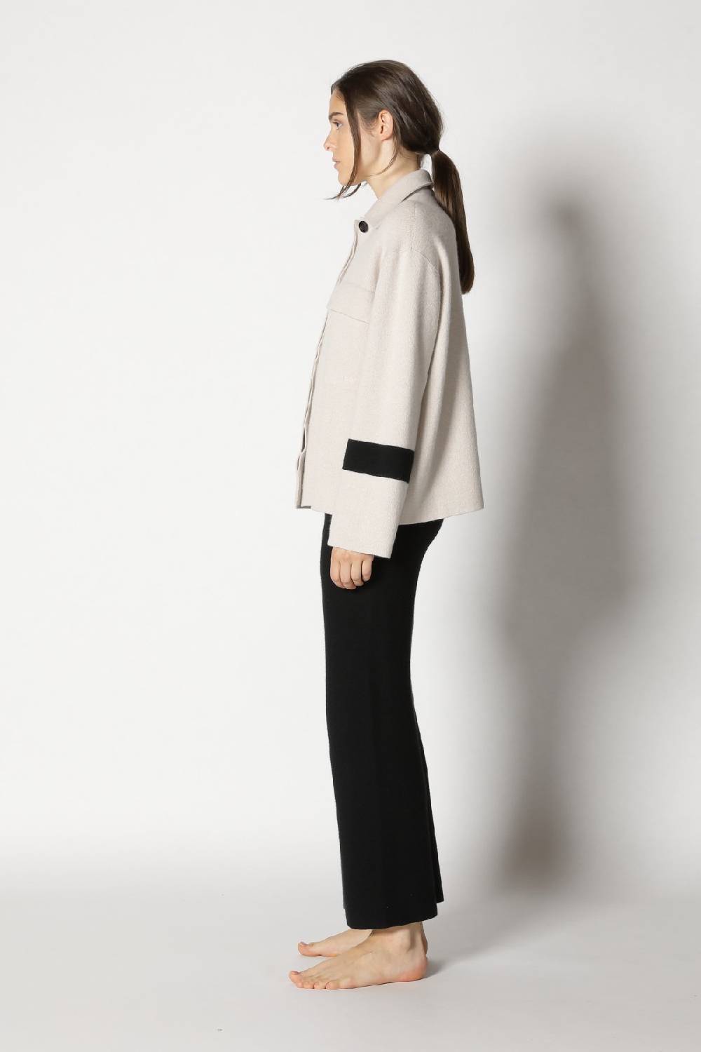 Sminfinity Doubleface Striped Shirtjacket + Garter Cropped Pants