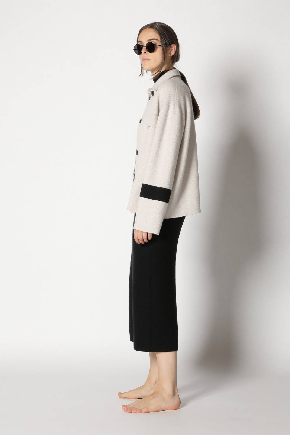 Sminfinity Doubleface Striped Shirtjacket + Garter Maxi Dress