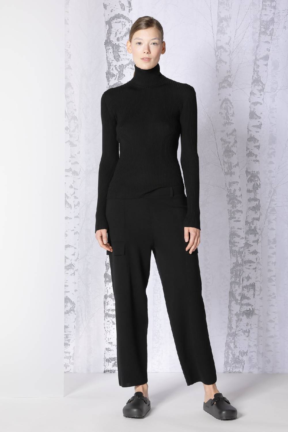 Sminfinity extrafine rib turtle + milano cropped cargo pants