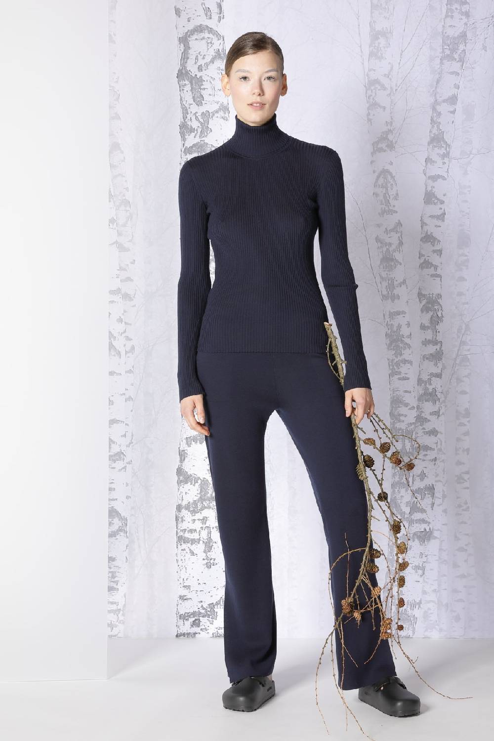 Sminfinity Extrafine Rib Turtle + Milano Slitted Pants