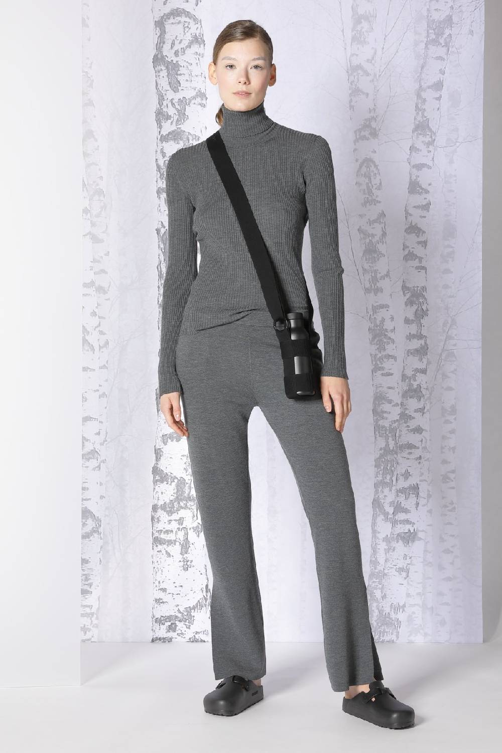 Sminfinity extrafine rib turtle + milano slitted pants