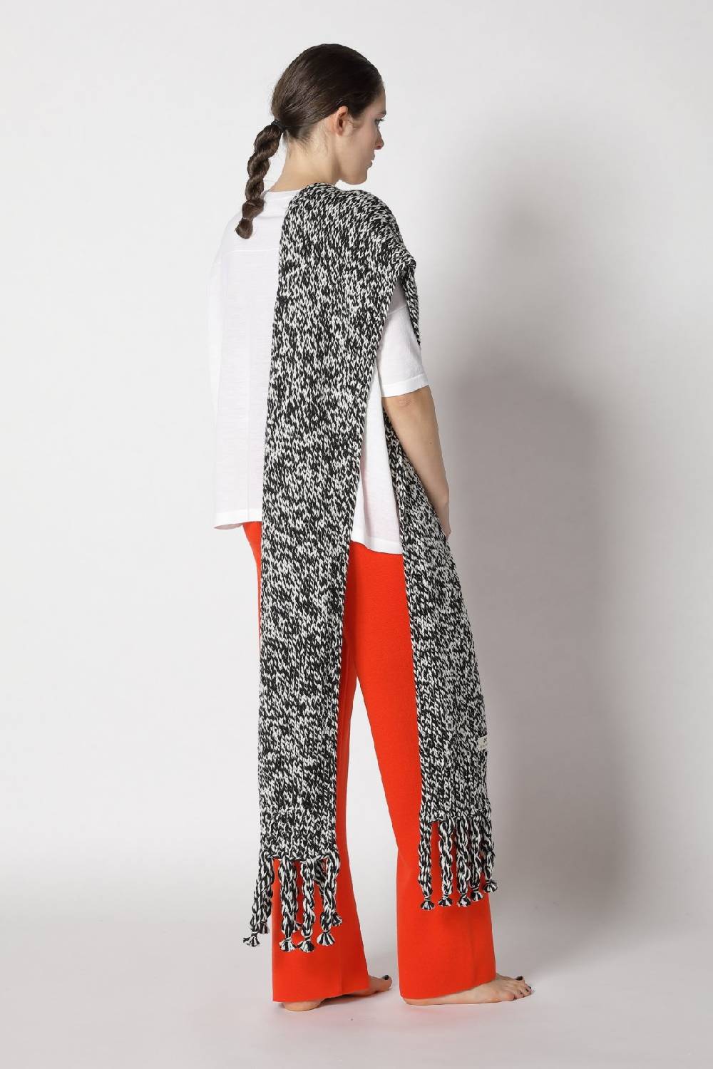 Sminfinity Flowing Cape Jumper + Milano Palazzo Pants + Contrast Mouliné Scarf