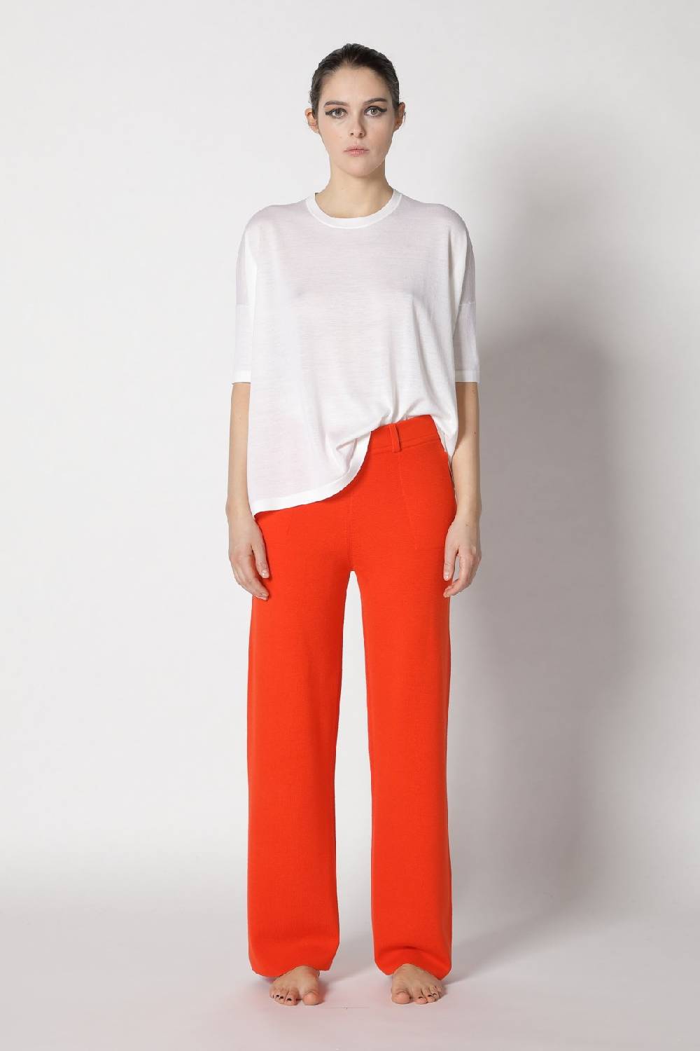 Sminfinity Flowing Cape Jumper + Milano Palazzo Pants + Contrast Mouliné Scarf