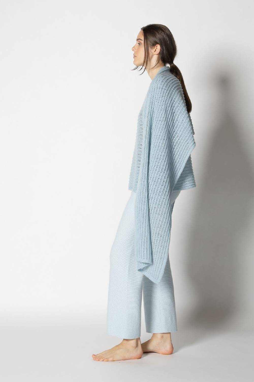 Sminfinity Fluffy Airy Boatneck + Fluffy Airy Plaid + Garter Cropped Pants