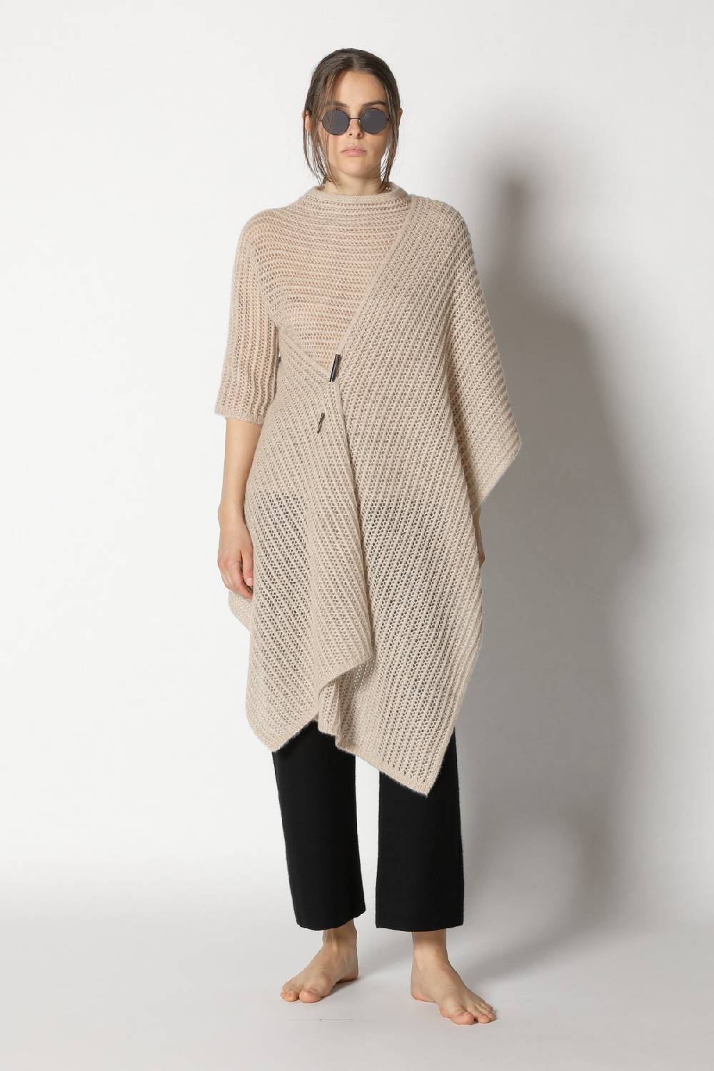 Sminfinity Fluffy Airy Mockneck + Fluffy Airy Plaid + Garter Cropped Pants