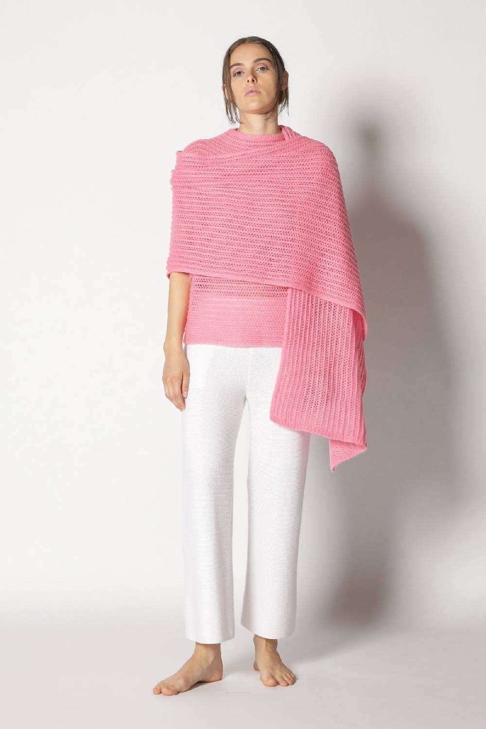 Sminfinity fluffy airy mockneck + fluffy airy plaid + garter cropped pants