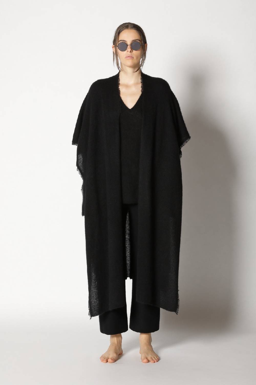 Sminfinity Fluffy Airy Plaid + Fluffy Airy V Neck + Garter Cropped Pants