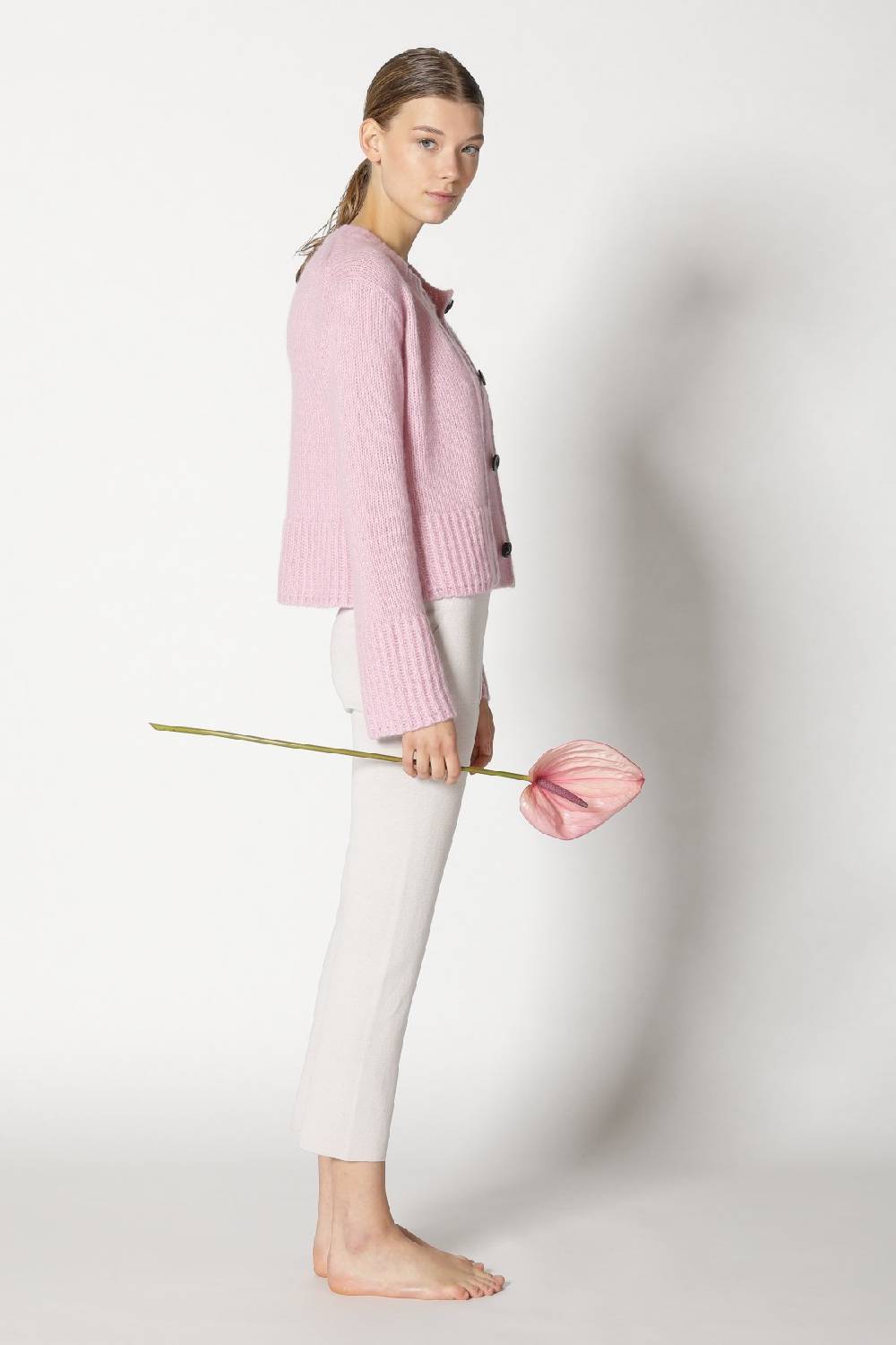 Sminfinity Fluffy Cropped Jacket + Silky Rib Tank Top + Silky Cropped Pants