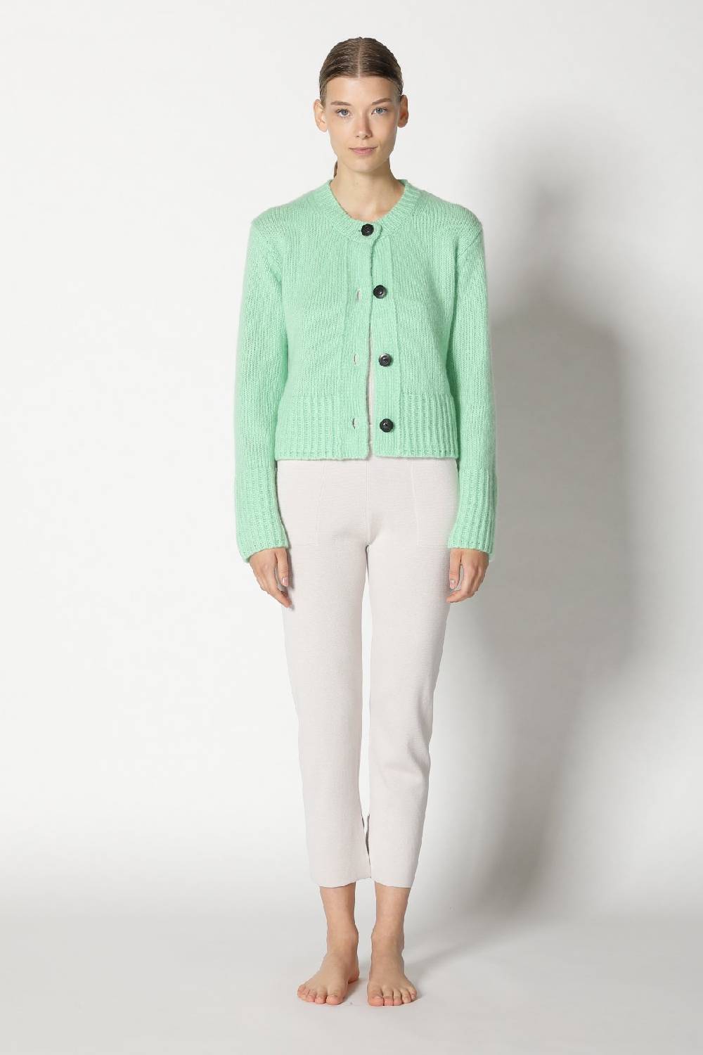 Sminfinity Fluffy Cropped Jacket + Silky Rib Tank Top + Silky Cropped Pants