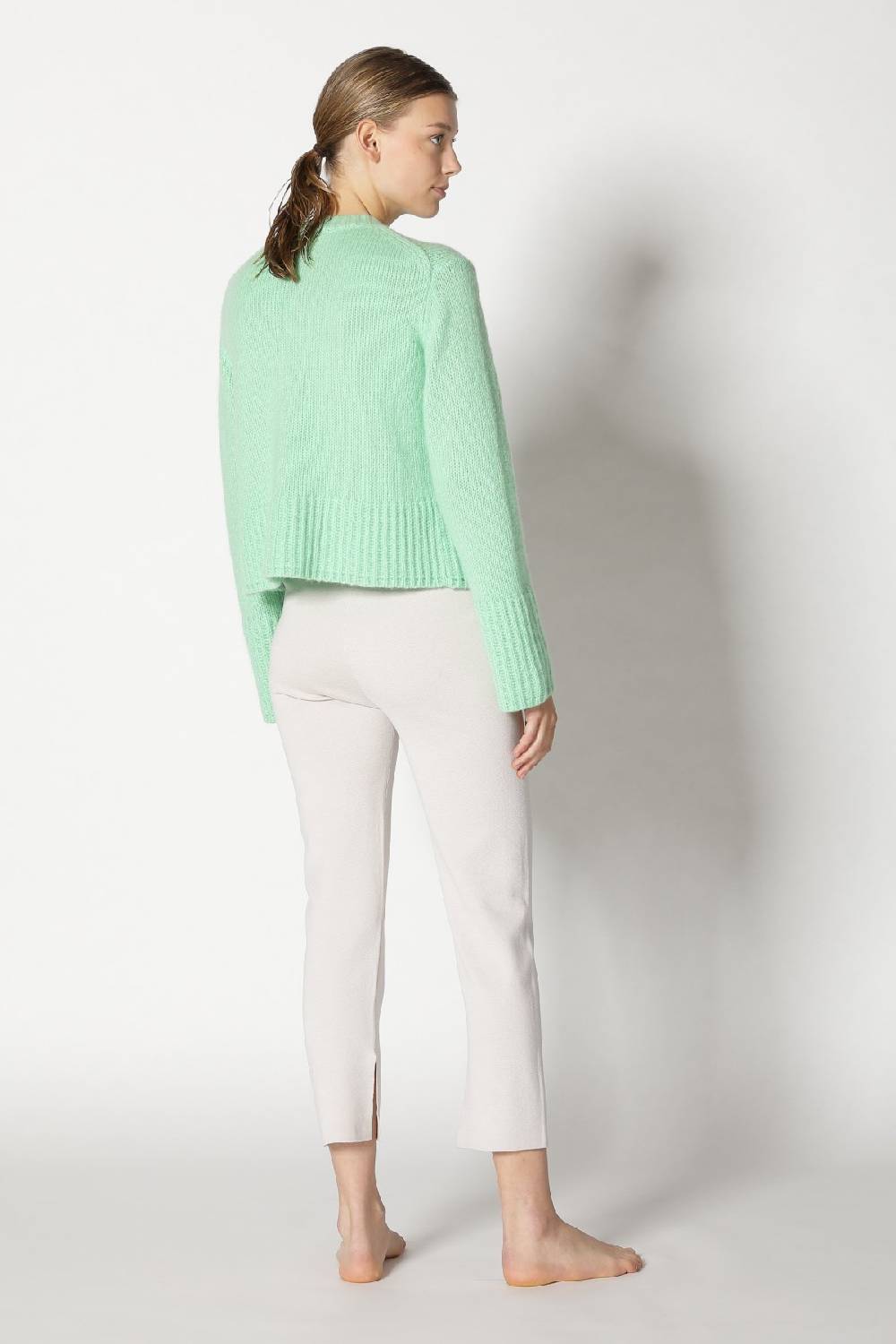 Sminfinity Fluffy Cropped Jacket + Silky Rib Tank Top + Silky Cropped Pants