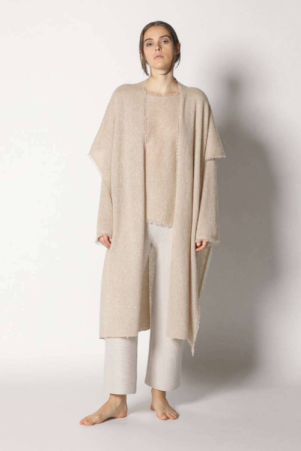 Sminfinity Fluffy Fringe Boatneck + Fluffy Fringe Cape + Garter Cropped Pants