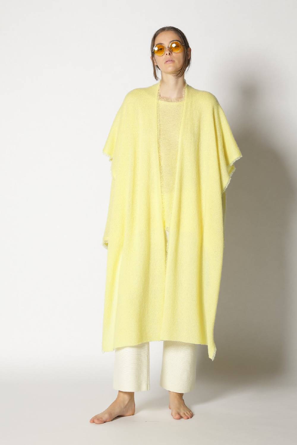 Sminfinity fluffy fringe boatneck + fluffy fringe cape + garter cropped pants