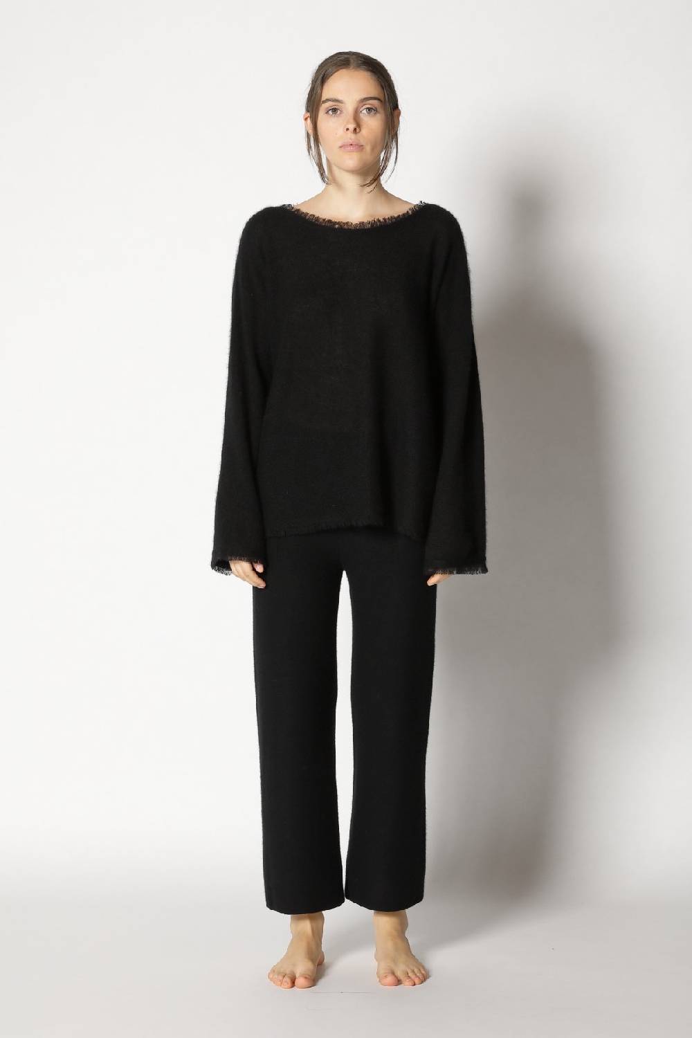 Sminfinity Fluffy Fringe Boatneck + Garter Cropped Pants