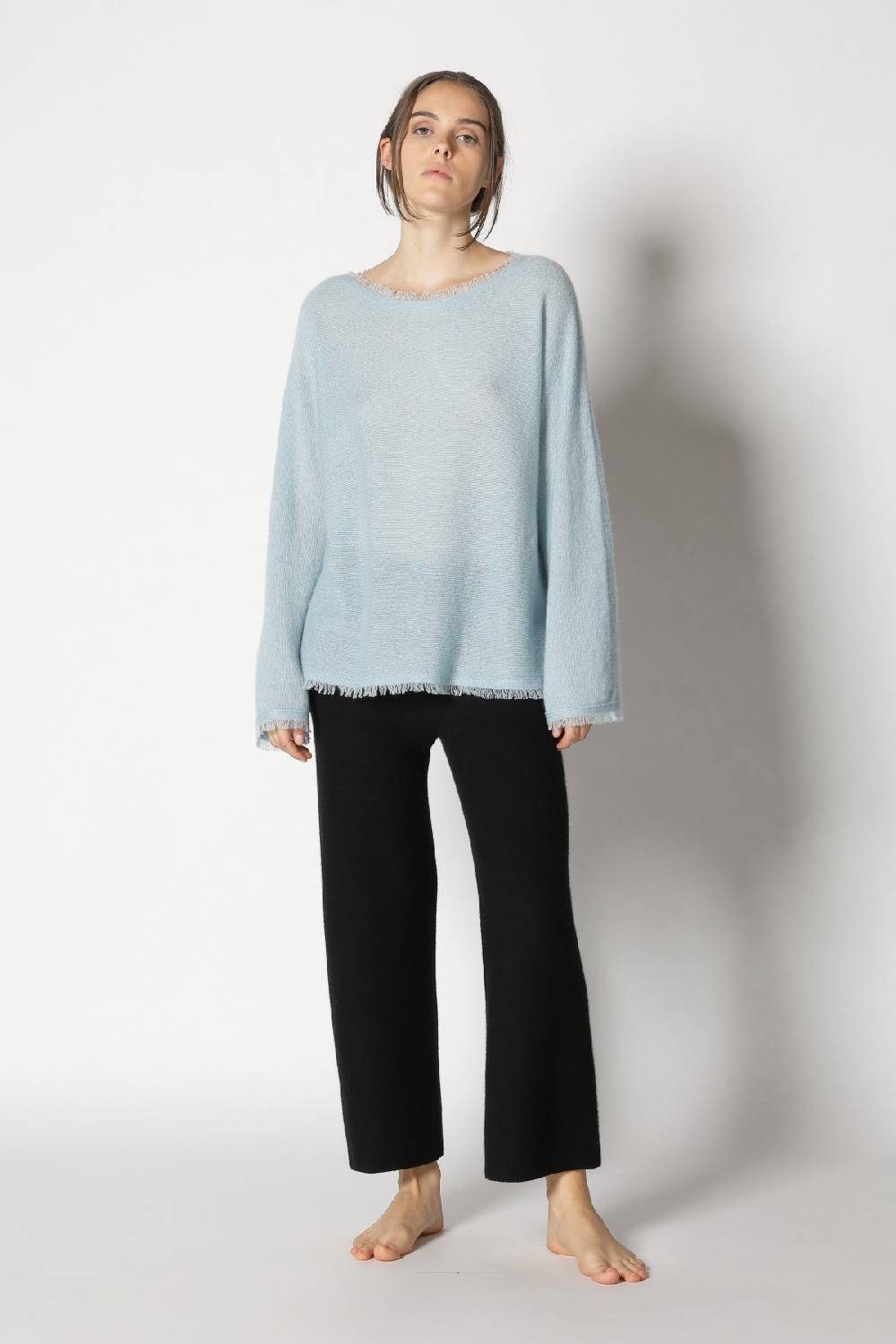 Sminfinity Fluffy Fringe Boatneck + Garter Cropped Pants