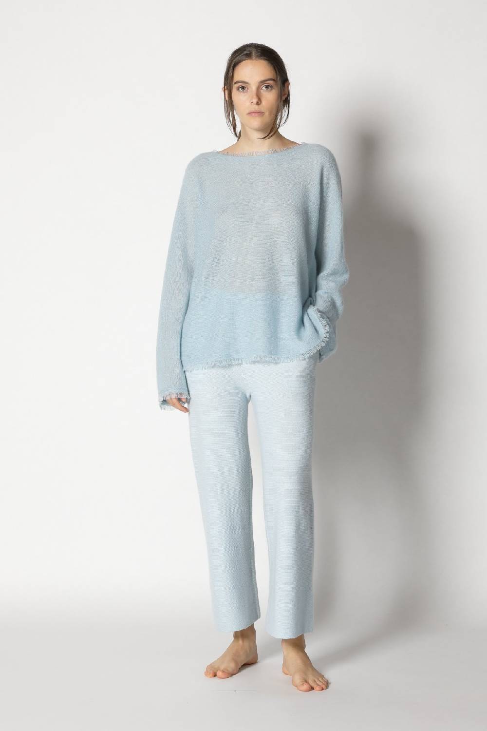 Sminfinity Fluffy Fringe Boatneck + Garter Cropped Pants