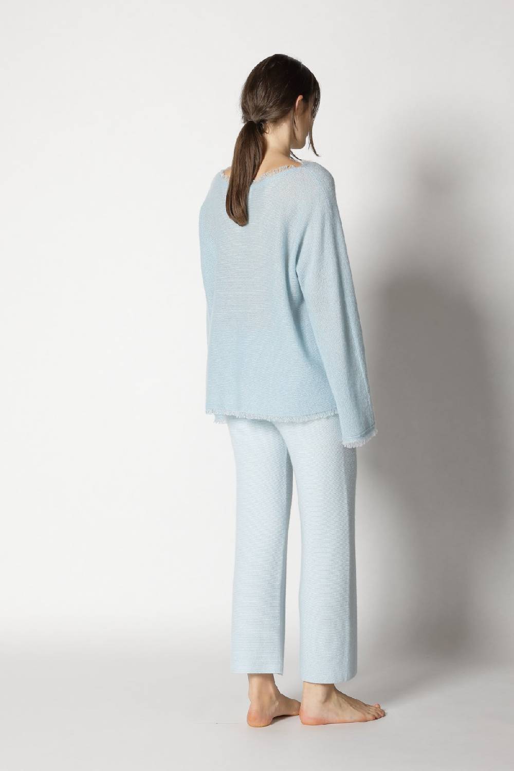 Sminfinity Fluffy Fringe Boatneck + Garter Cropped Pants