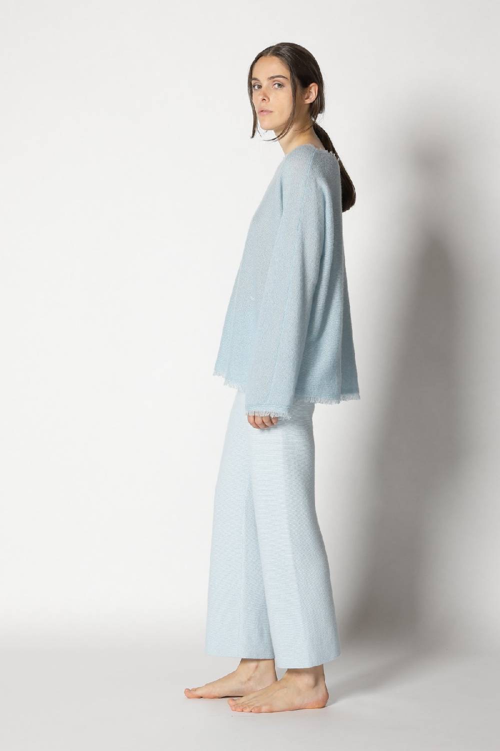 Sminfinity Fluffy Fringe Boatneck + Garter Cropped Pants