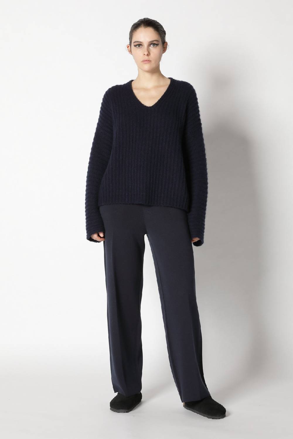 Sminfinity Fluffy Rib V Neck + Fluffy Triangle + Infinite Palazzo Pants