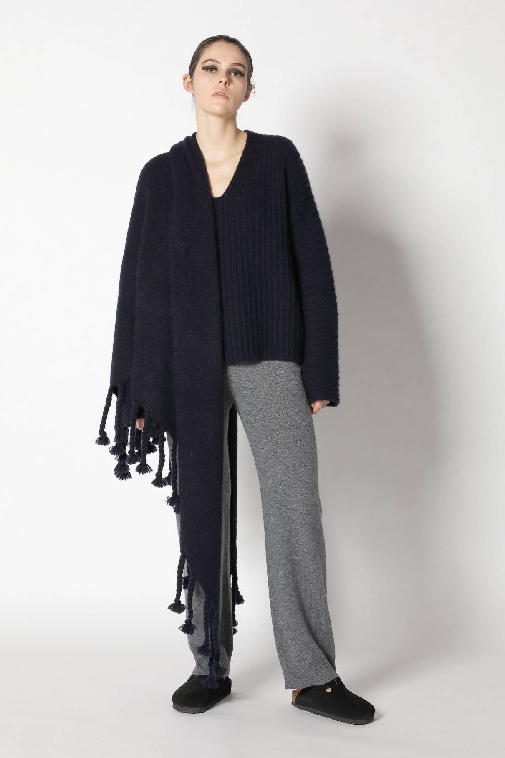 Sminfinity fluffy rib v neck + fluffy triangle + infinite palazzo pants