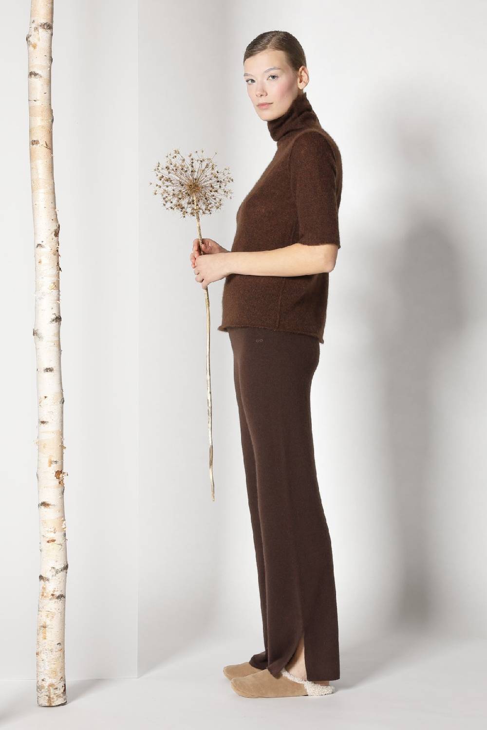 Sminfinity Fluffy Ribbed Jacket + Fluffy 1 Ply Turtleneck + Pure Slitted Pants