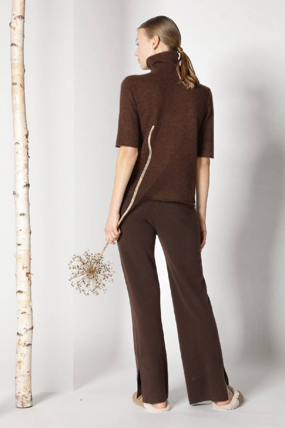 Sminfinity Fluffy Ribbed Jacket + Fluffy 1 Ply Turtleneck + Pure Slitted Pants