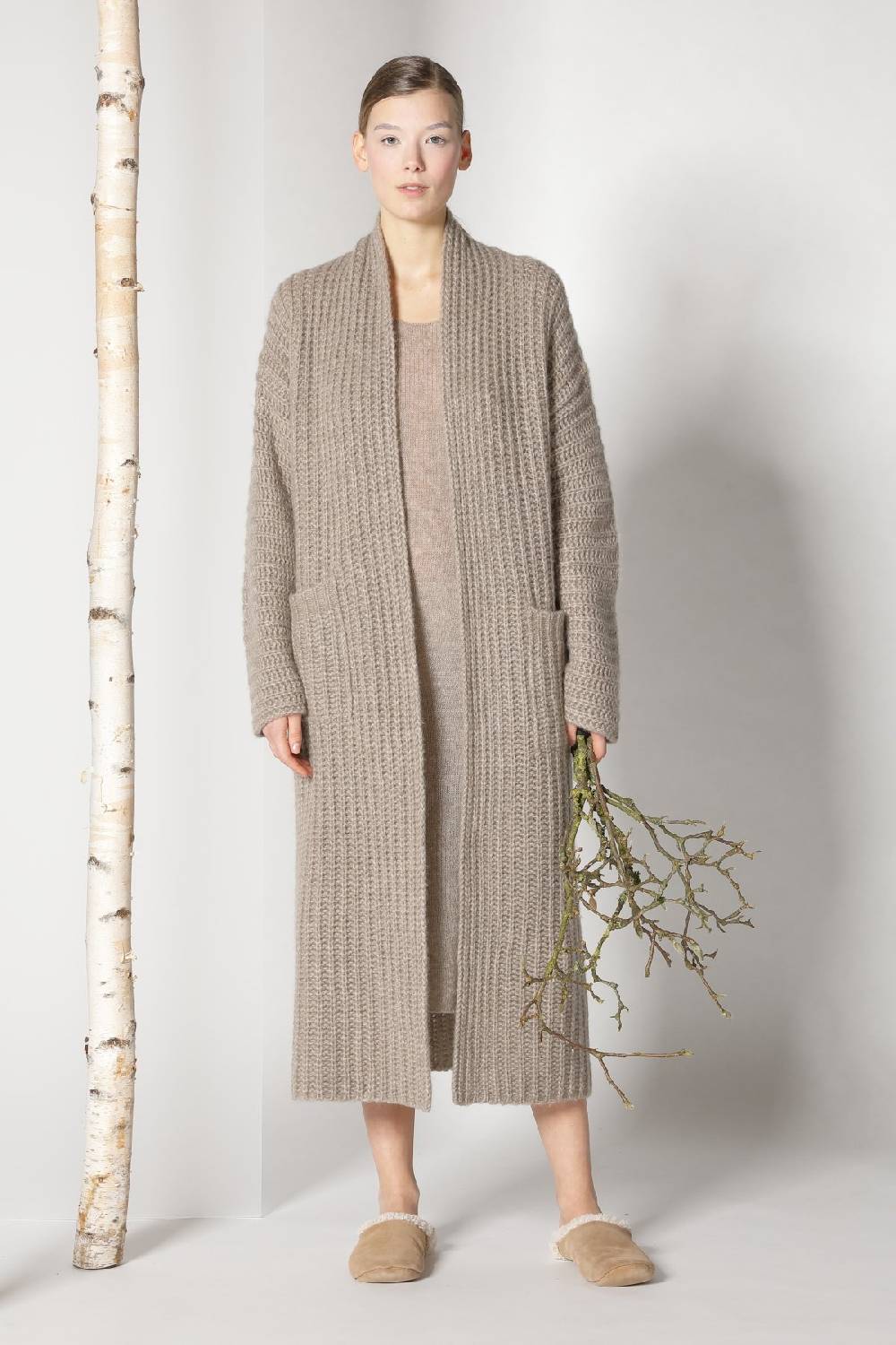 Sminfinity Fluffy Ribbed Maxi Coat + Fluffy 1 Ply Tank Dress