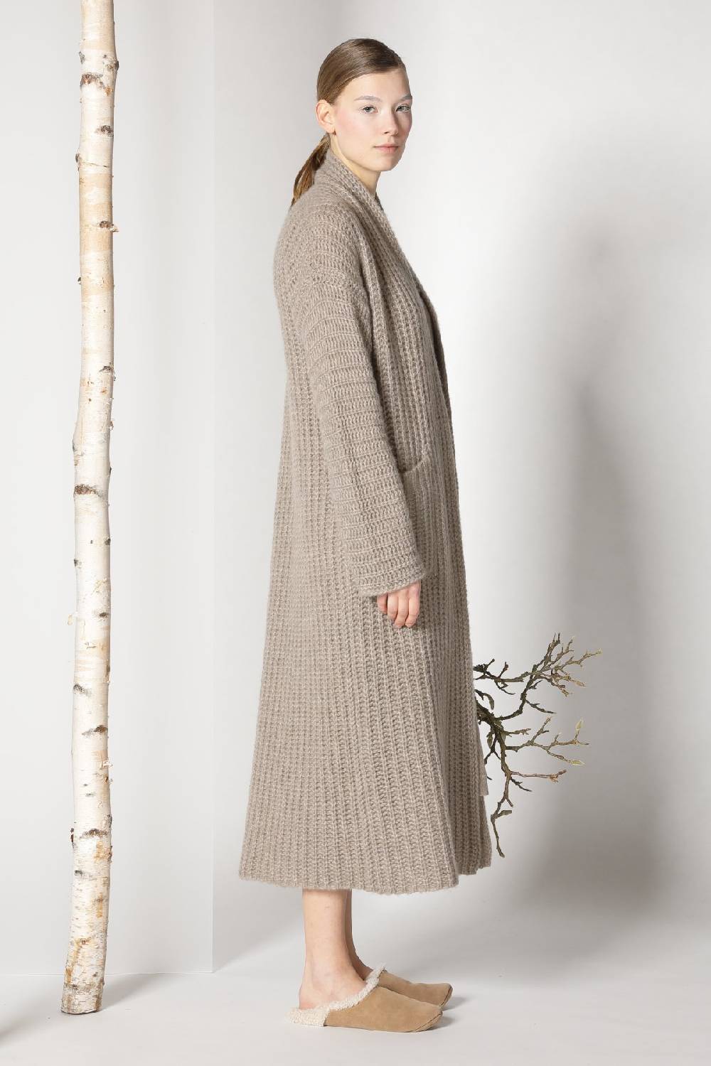 Sminfinity Fluffy Ribbed Maxi Coat + Fluffy 1 Ply Tank Dress