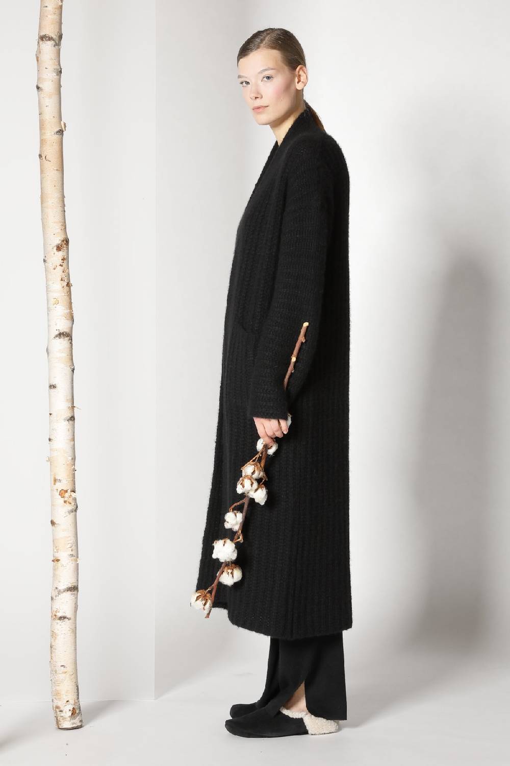 Sminfinity Fluffy Ribbed Maxi Coat + Fluffy 1 Ply Tank Dress + Pure Slitted Pants